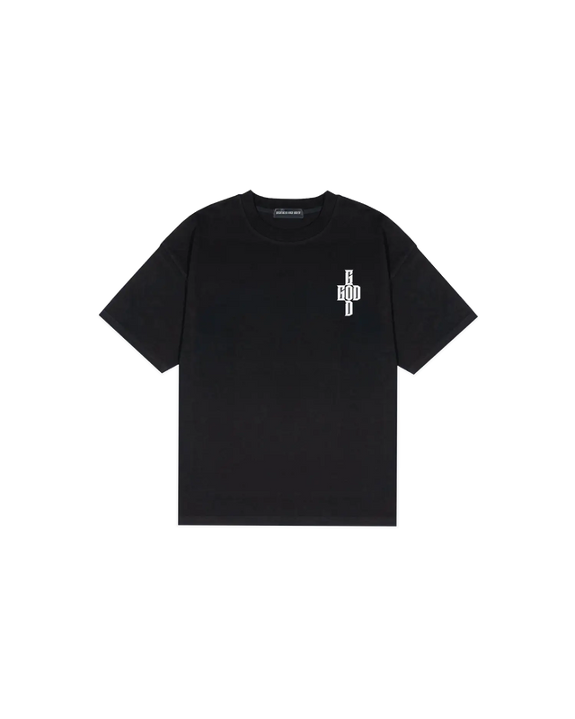 T-shirt noir greatness over death avec croix gothique au coeur