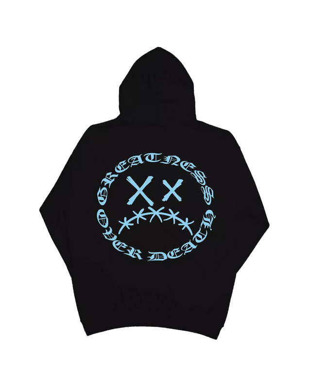 Sweat à Capuche Sad Face Logo Bleu, Rose, Rouge - Greatness Over Death