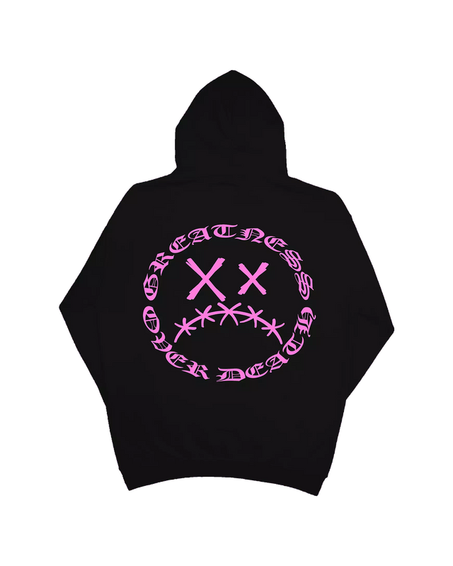 Sweat à Capuche Sad Face Logo Bleu, Rose, Rouge - Greatness Over Death