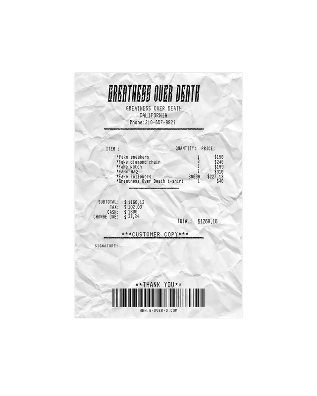 Tee Shirt Oversize "Receipt" Noir - Greatness Over Death