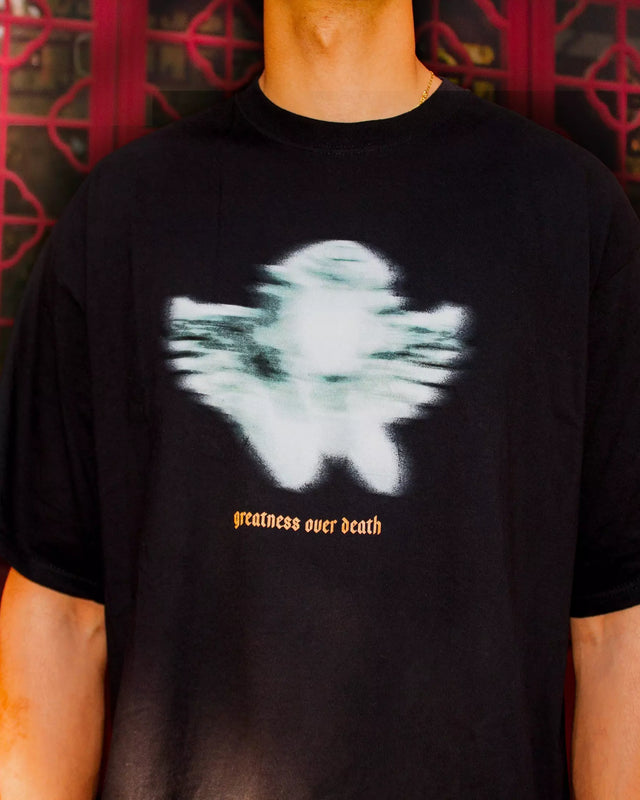détail impression Blurry Angel T-shirt noir streetwear