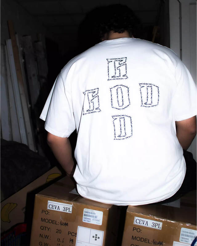 Tee Shirt Oversize "Barbed Wire" Blanc - Greatness Over Death