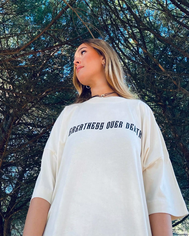 Tee Shirt Oversize "Classic Logo" Cream - Greatness Over Death