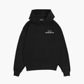 Hoodie oversize noir Initials, sweat à capuche premium avec logo blanc poitrine.