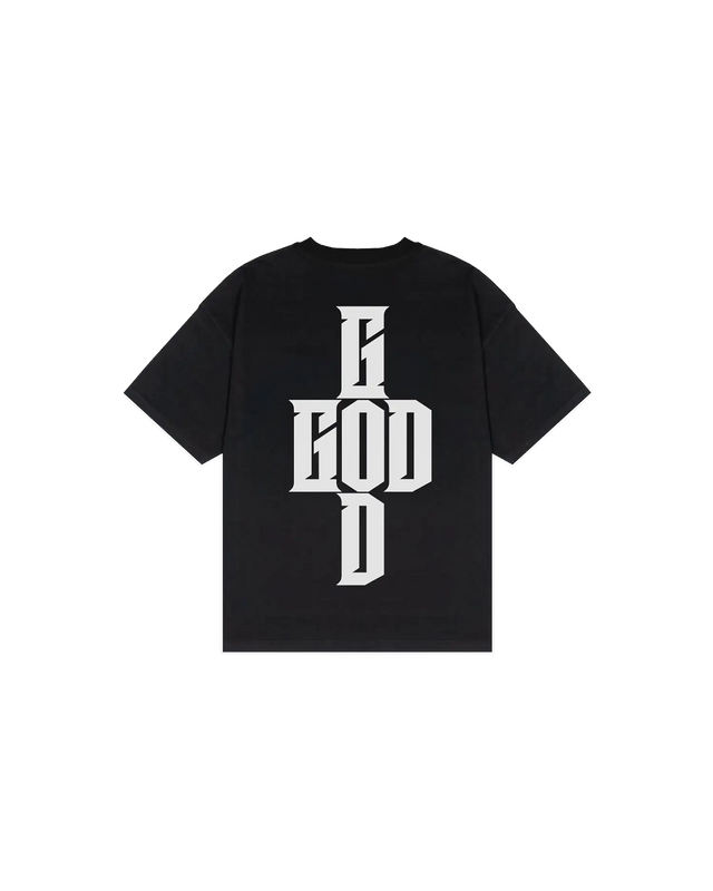 T-shirt noir G-OVER-D avec grande croix gothique au dos