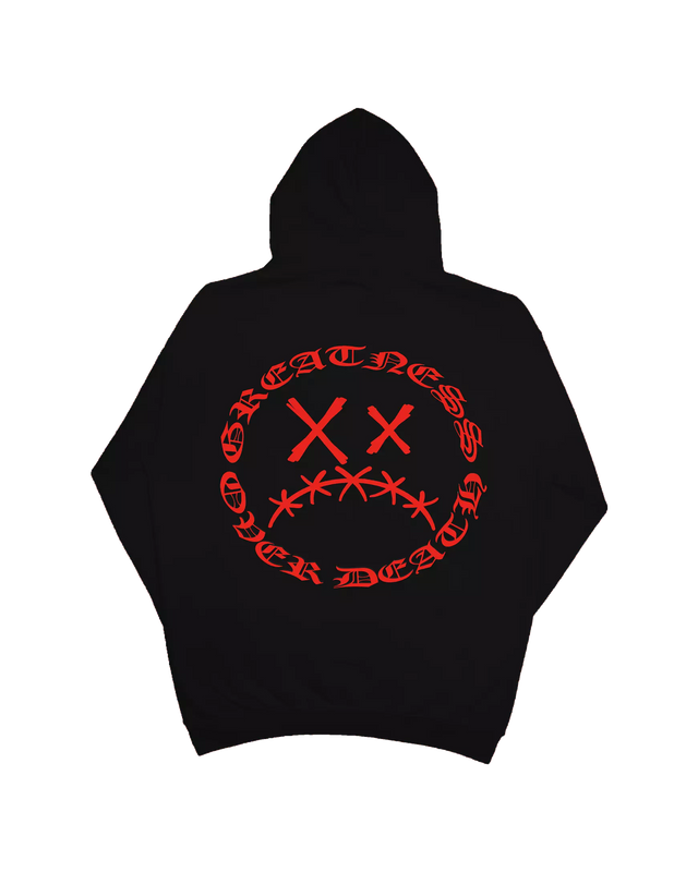 Sweat à Capuche Sad Face Logo Rouge - Greatness Over Death