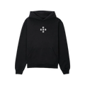 Sweat à capuche oversize noir GOD Cross Logo, hoodie streetwear sombre en coton lourd.