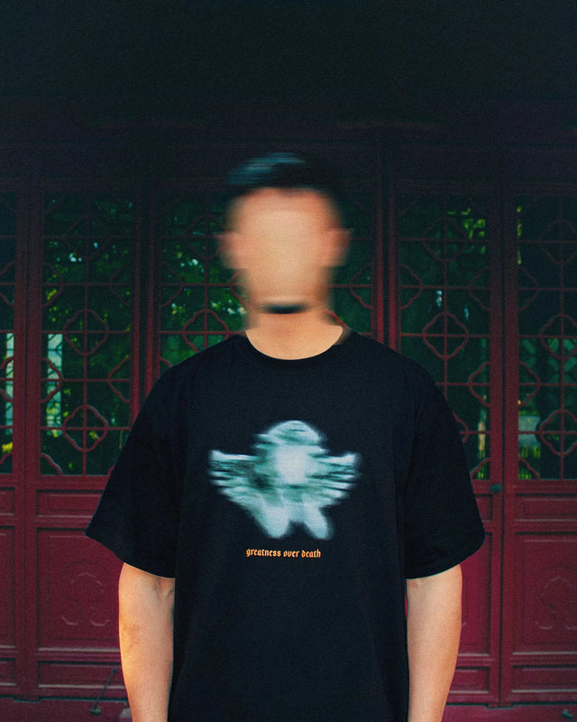Tee Shirt Oversize Blurry Angel Noir - Greatness Over Death